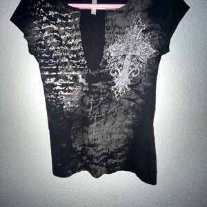 Women's Black Graphic Top